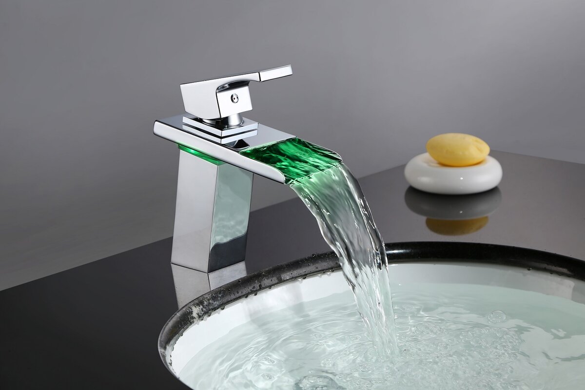 waterfall single hole bathroom sink faucet brushed nickel